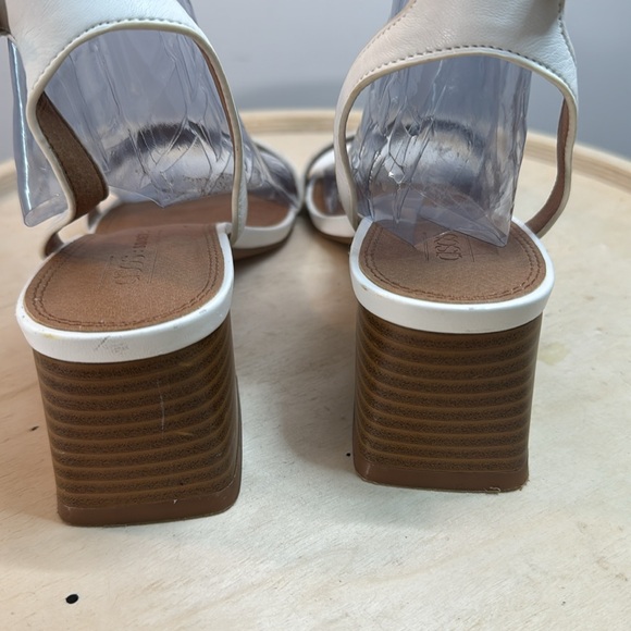 White ASOS Square Toe Ankle Strap Block Heel Sandals Size 7 - Picture 5 of 9